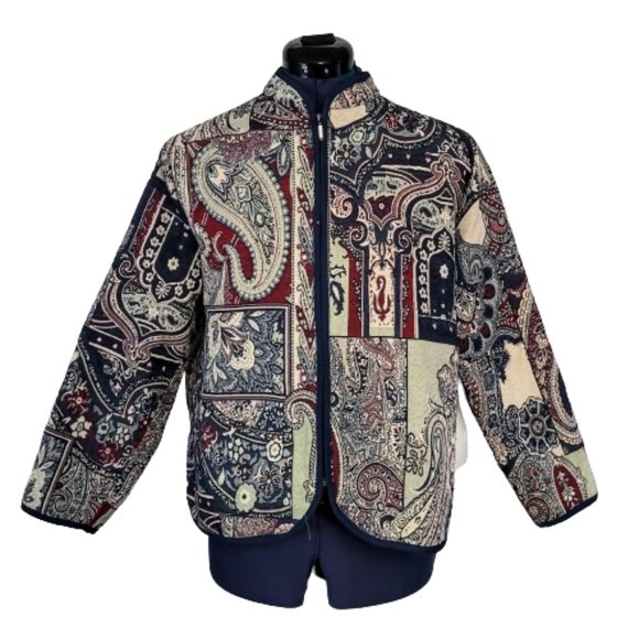 BonWorth Tweed Tan Paisley Patchwork Blazer Jacket Women's Small Petite NEW - Picture 1 of 5